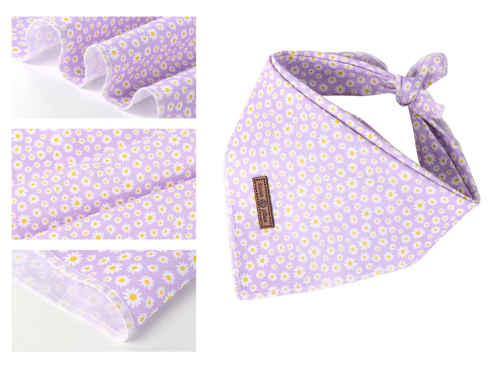 Lionet Paws bandana-daisy-arriere: vue arrière, motif unique et lavage pratique.