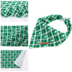 Bandana Saint-Patrick Lionet Paws pour chien moyen, motif trèfle vert, parfait pour photos.
