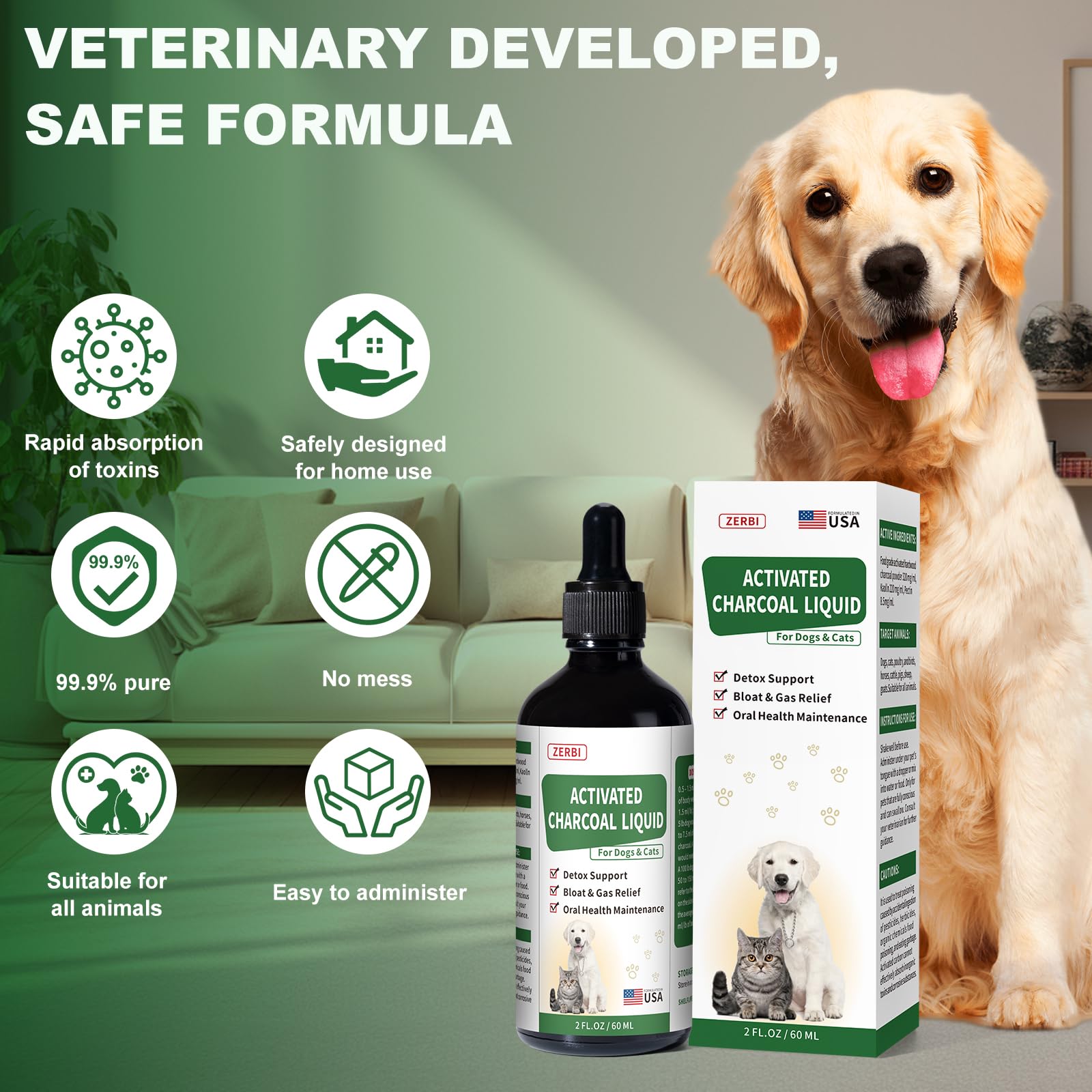 Administration simple du charbon actif Liovsiso pour Chiens en gel.