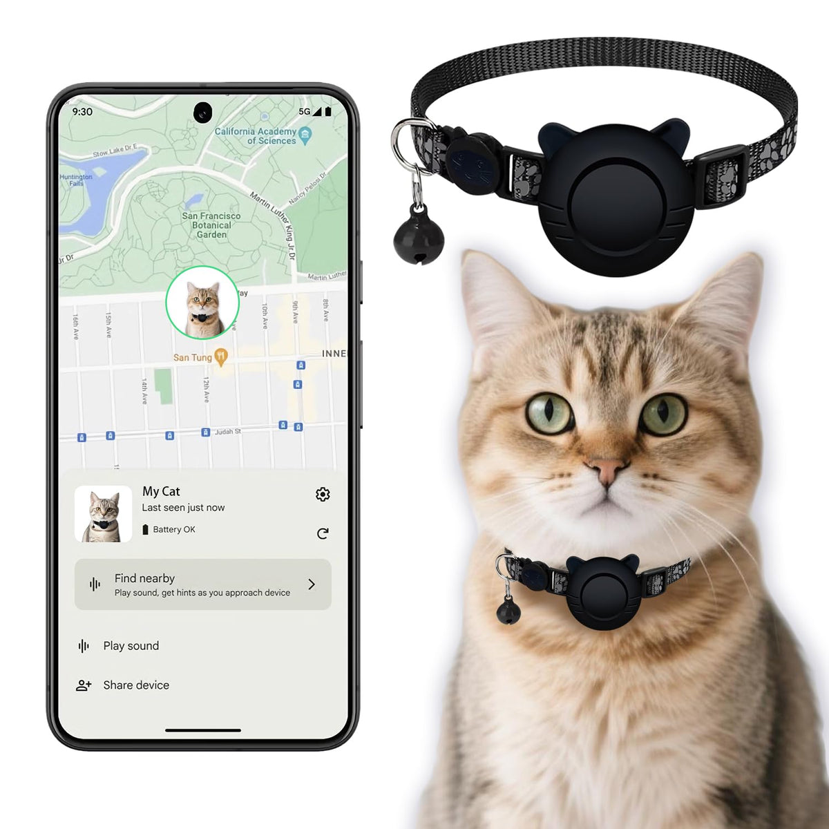 LIPCXSYM collier GPS chat : localisation précise en temps réel.