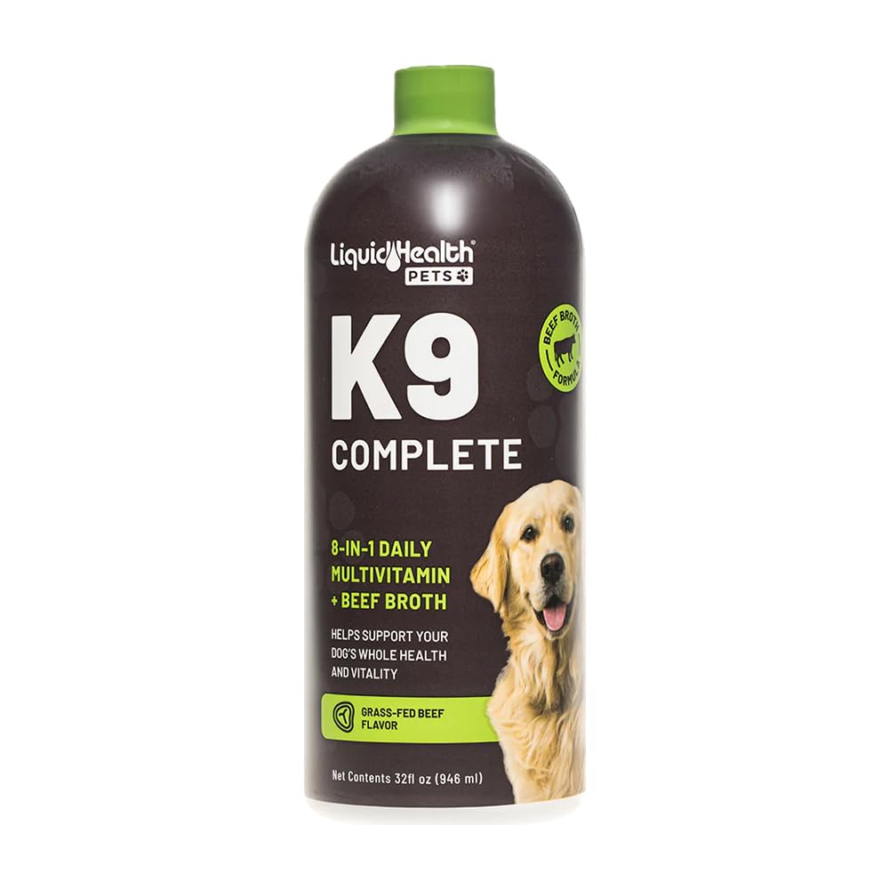 LIQUIDHEALTH K9 Complete bouteille-versement: soutien nutritionnel quotidien pour chiens.
