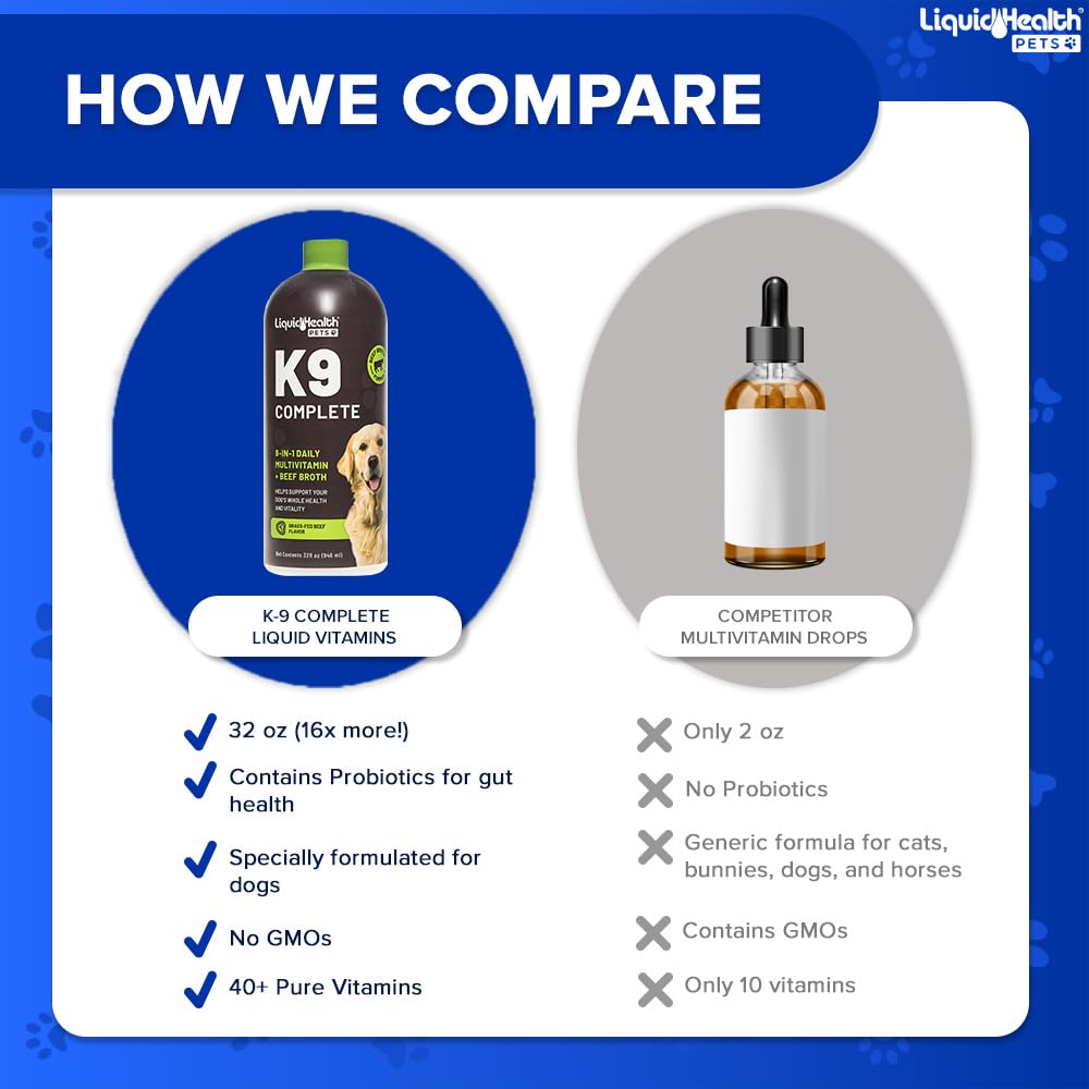 LIQUIDHEALTH K9 Complete chien-utilisation-quotidienne: complément liquide pour chiens adultes et chiots.