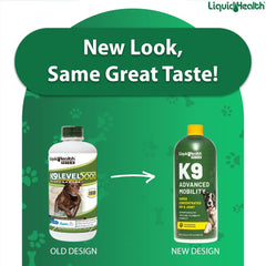 Gouttes LIQUIDHEALTH K9 pour un dosage simple et pratique.