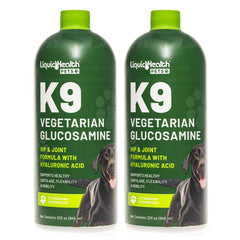 LIQUIDHEALTH Pets K9 Glucosamine en bouteille soutient la mobilité canine.