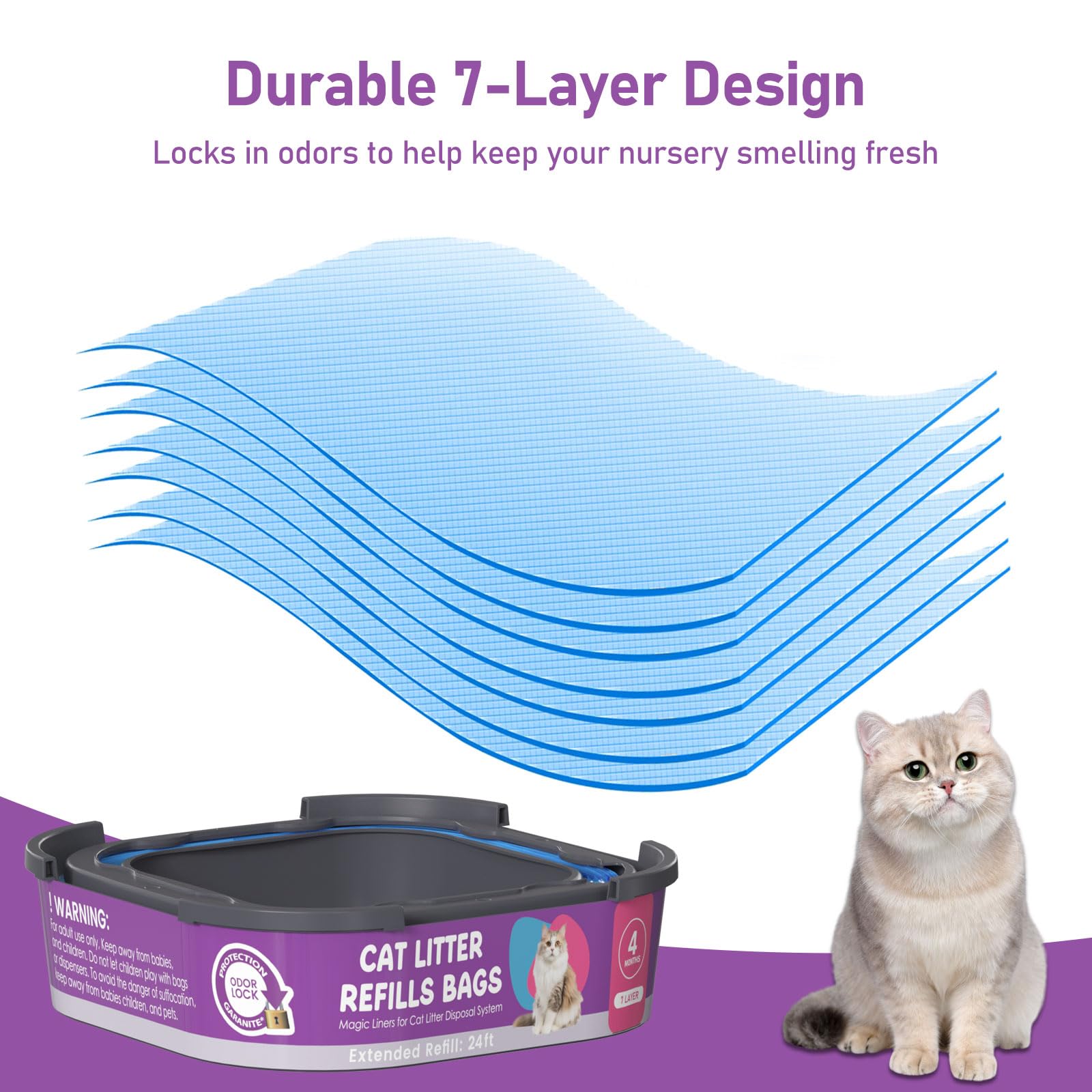 Lisyee cartouches-sacs-litiere cat-genie-plus : grande capacité pratique et entretien facilité.