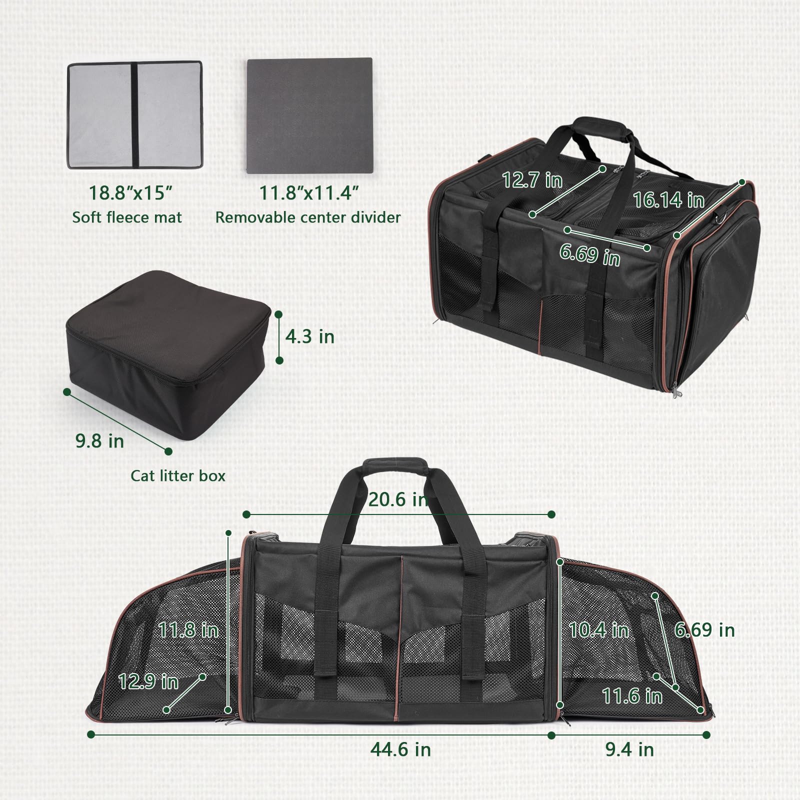 LitaiL transporteur chat extensible offrant un espace supplémentaire et confort.