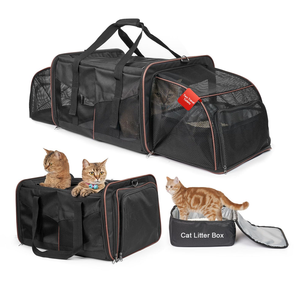 LitaiL transporteur expandable pour chats avec diviseur intérieur pour deux compagnons.