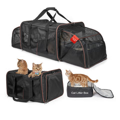 LitaiL transporteur expandable pour chats avec diviseur intérieur pour deux compagnons.