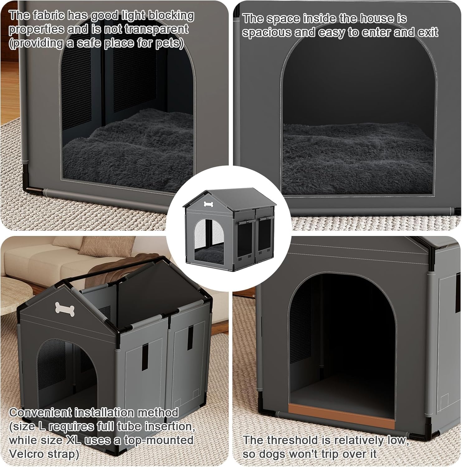 LitaiL maison intérieur chien, coussin réversible double-face pour toutes les saisons.