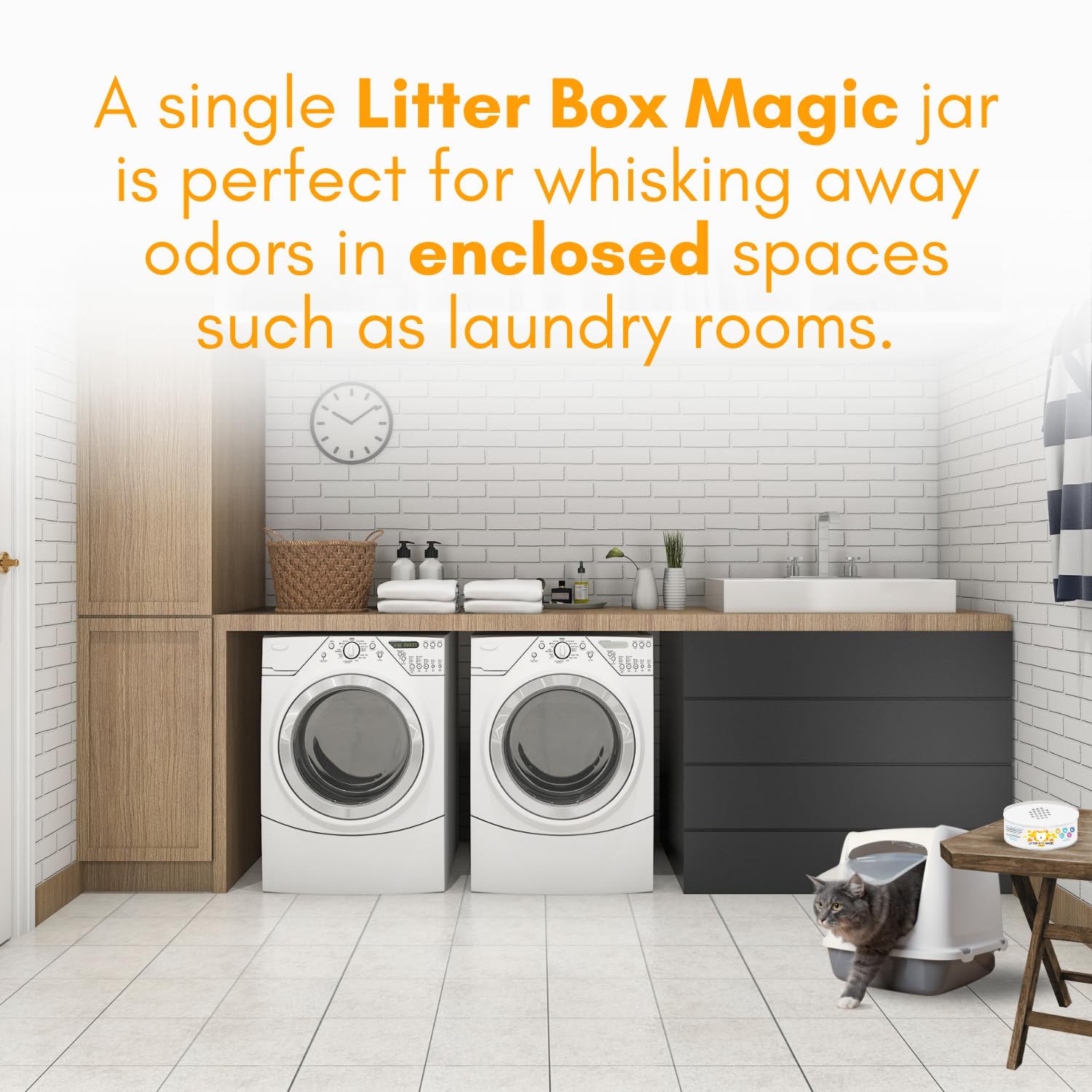 Litter Box Magic odeur orange litière gel agit sur les odeurs et parfume légèrement.