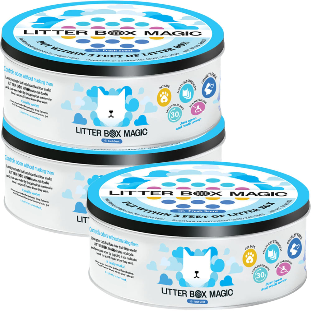 Désodorisant Litter Box Magic, pot-gel litière frais, élimine rapidement les odeurs.