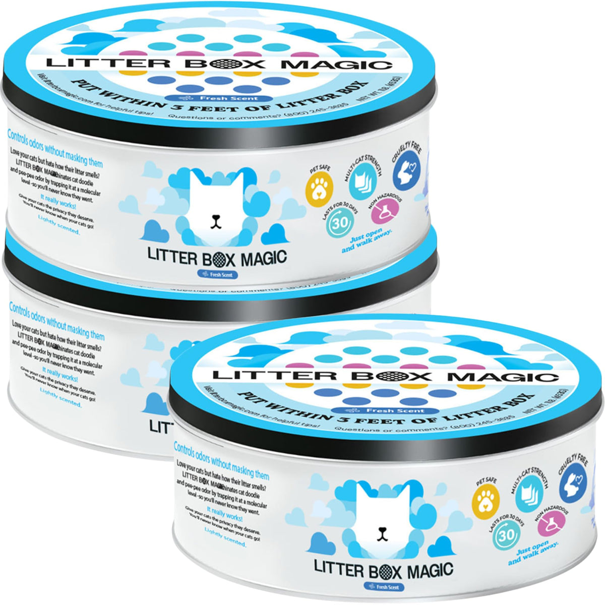 Désodorisant Litter Box Magic, pot-gel litière frais, élimine rapidement les odeurs.