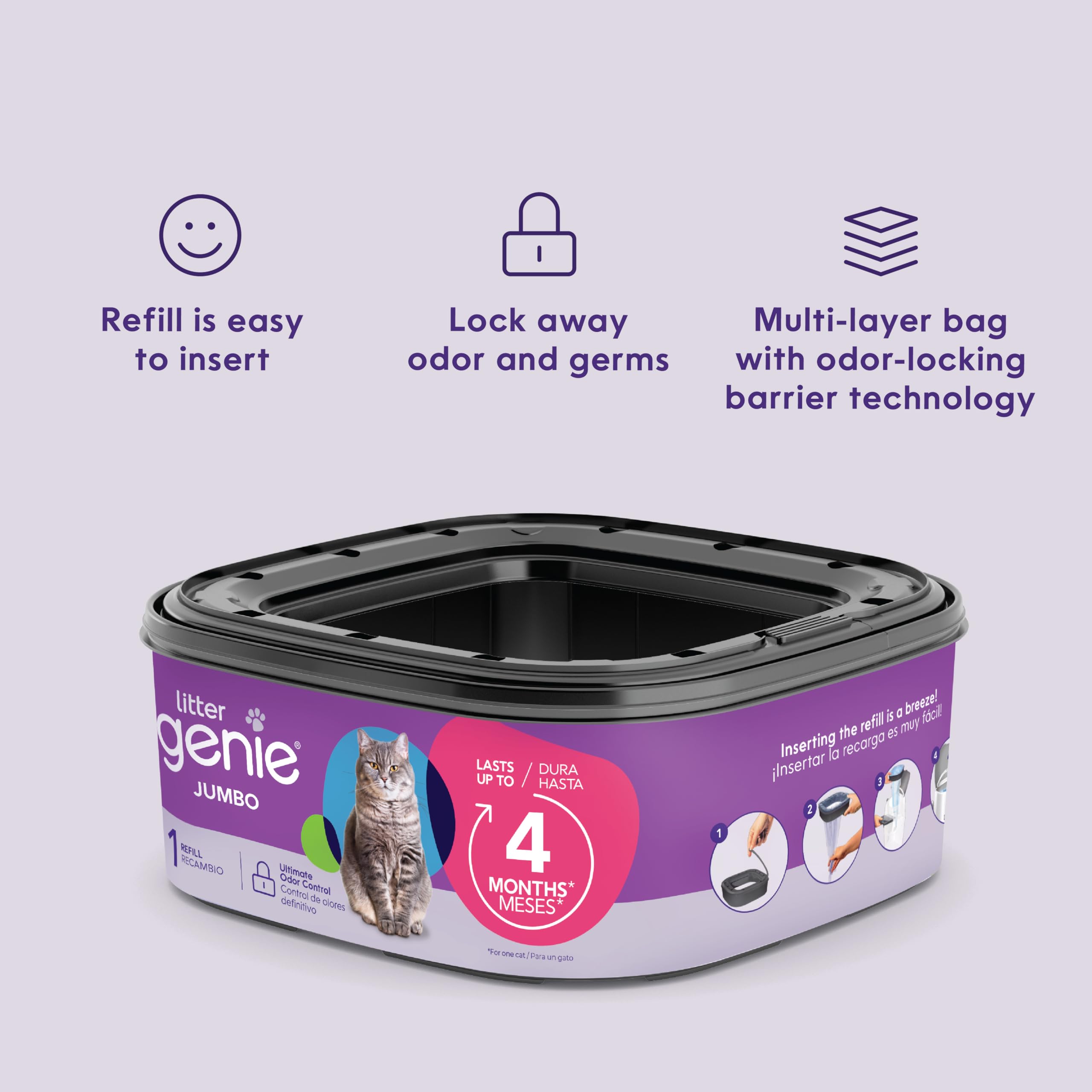 Durée allant jusqu’à quatre mois pour un chat avec Litter Genie.