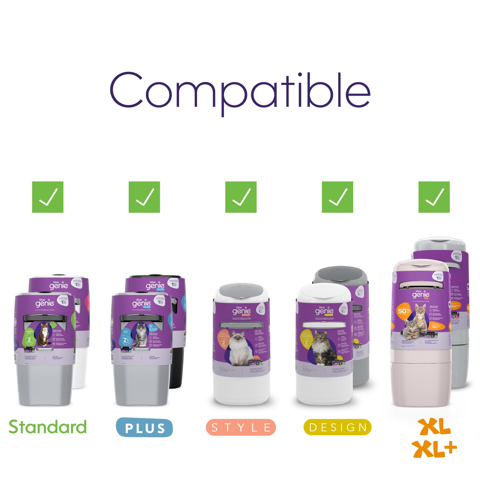 Film continu Litter Genie, longueur ajustable pour des sacs propres.