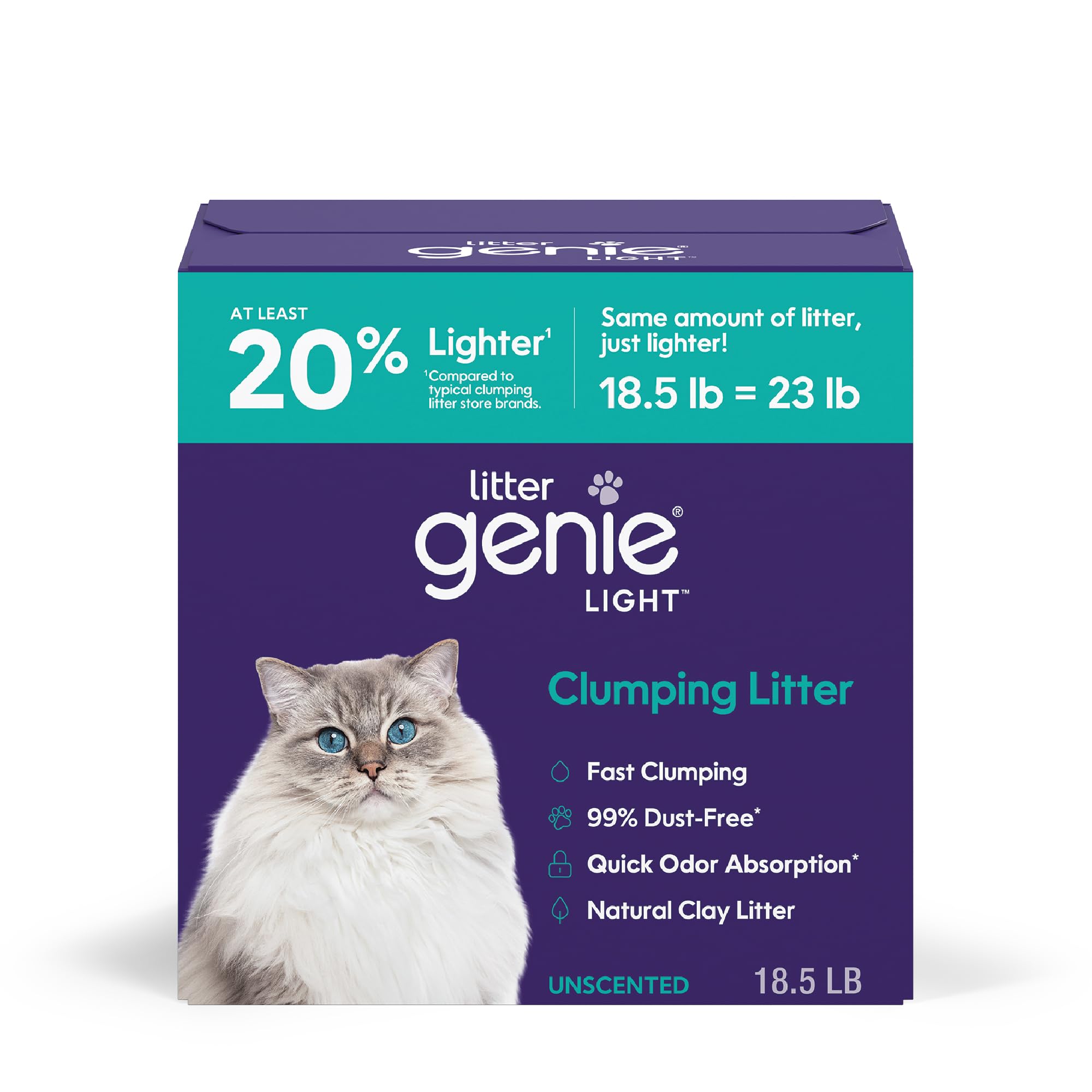 Litter Genie Light litière non parfumée, gestion des odeurs sans additifs.