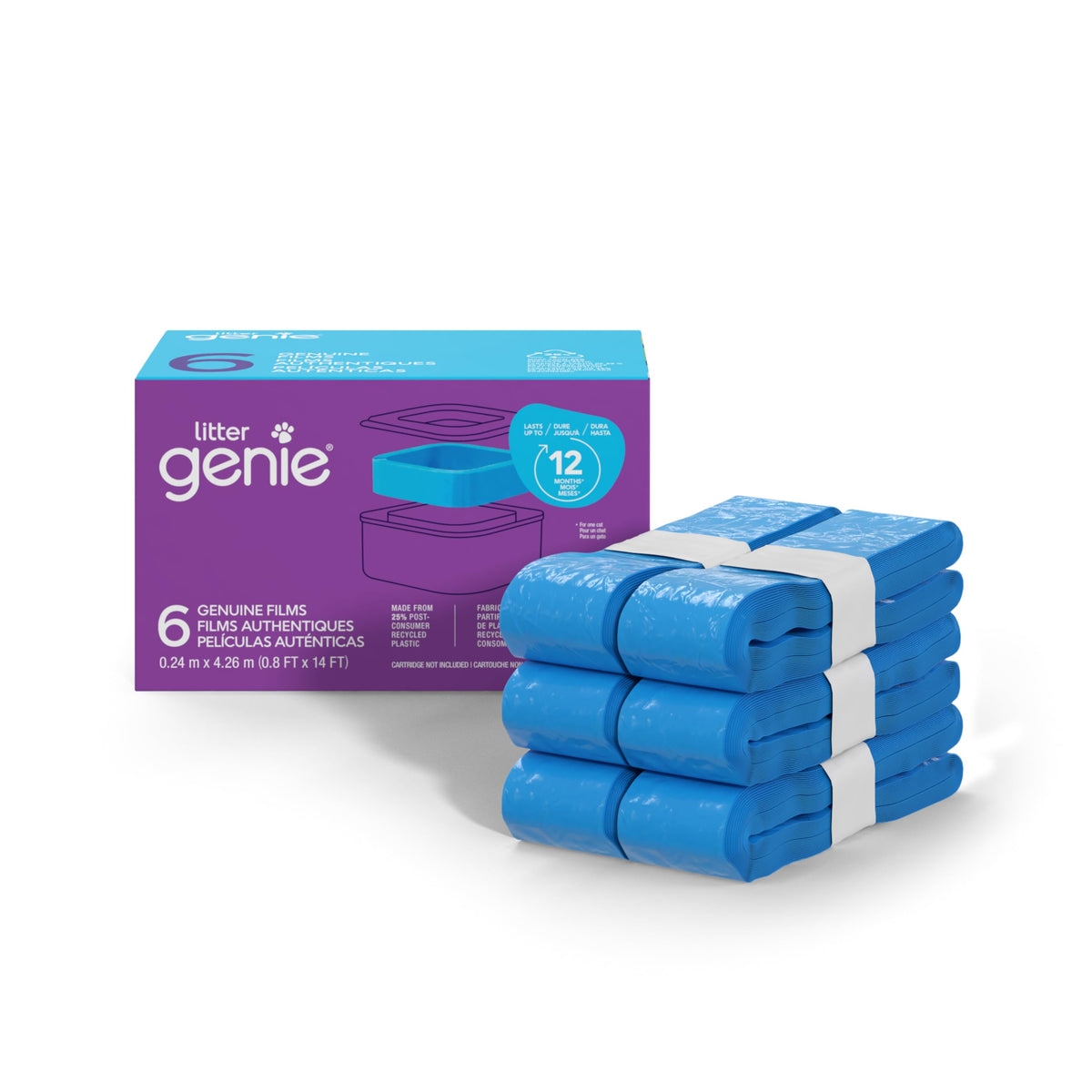 Refills Litter Genie : film original, haute résistance et neutralisation des odeurs.