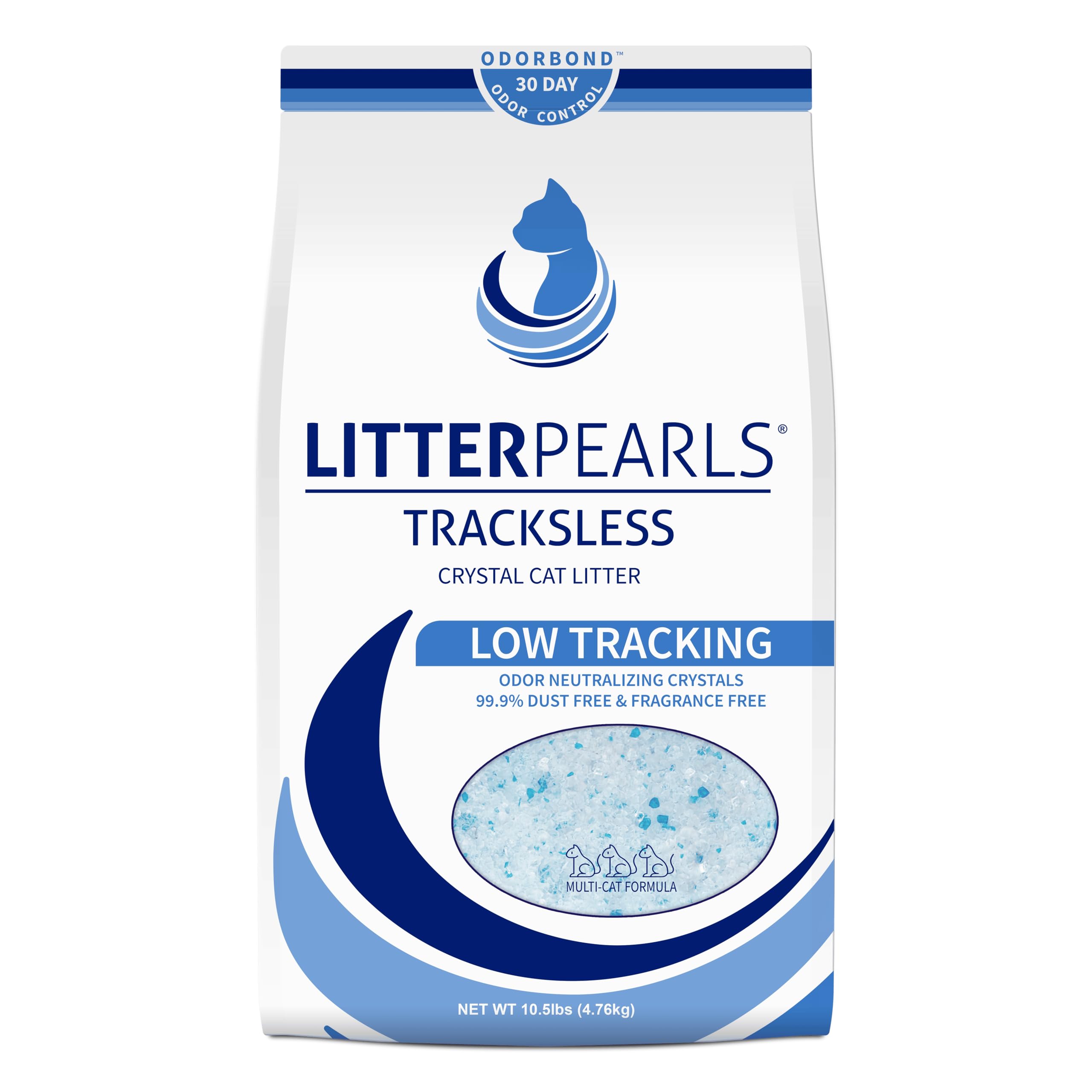 Litter Pearls cristaux à faible retour pour moins de traces dans la litière