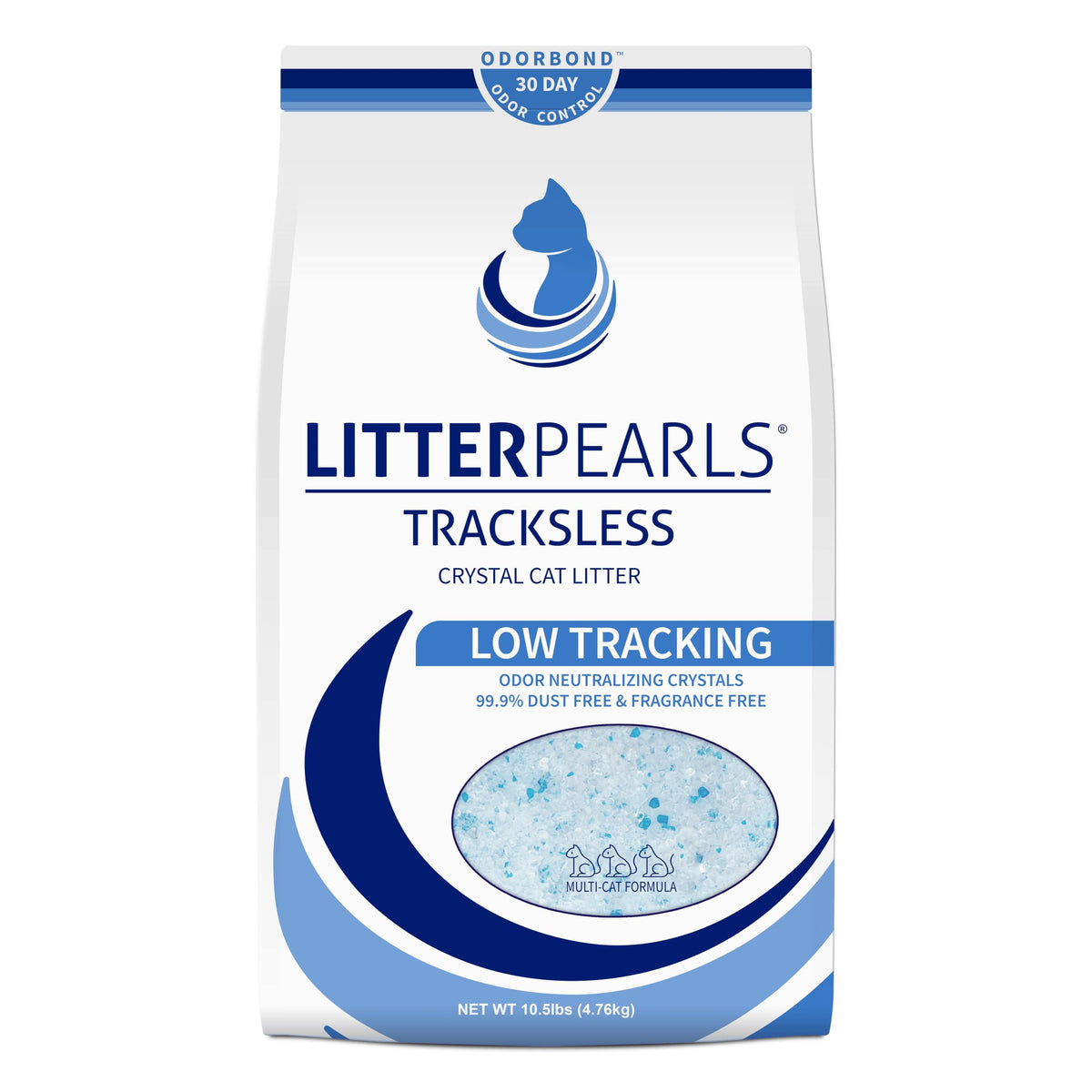 Litter Pearls cristaux à faible retour pour moins de traces dans la litière