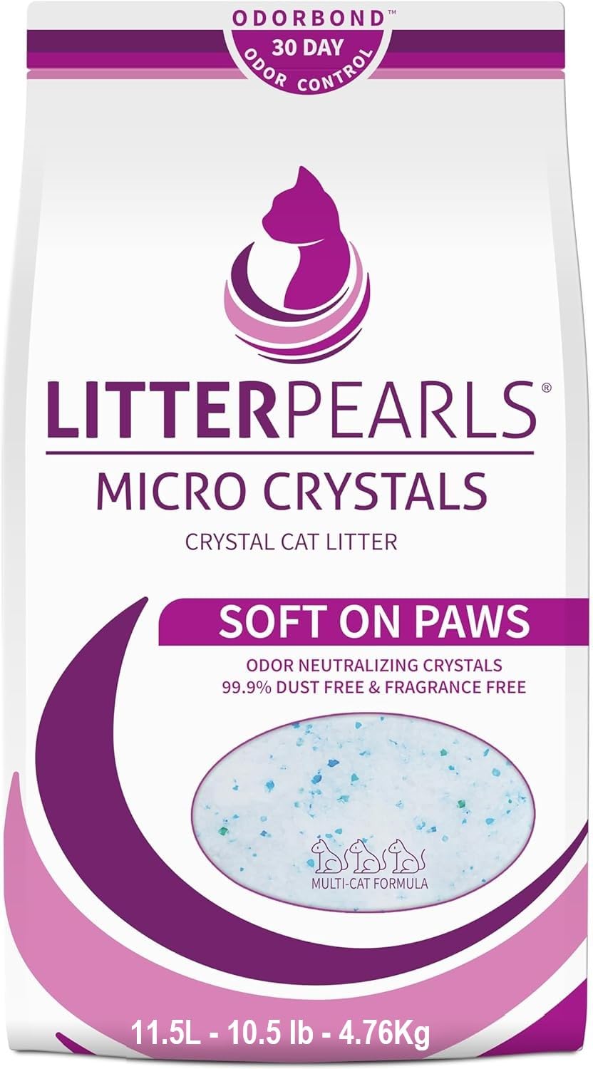 Litter Pearls Micro Crystals – emballage clair et pratique pour la litière moderne.