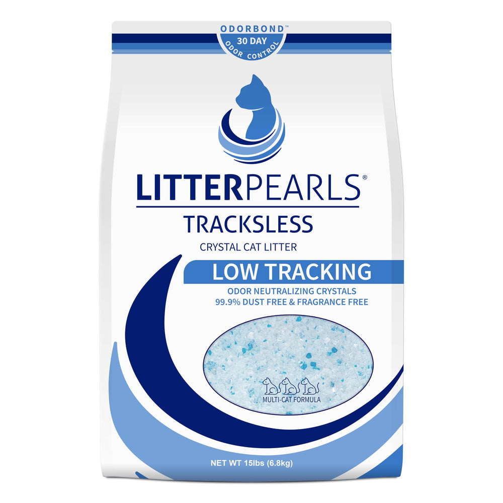Litter Pearls Tracksless cristaux sans traces, litière confortable pour les pattes des chats.