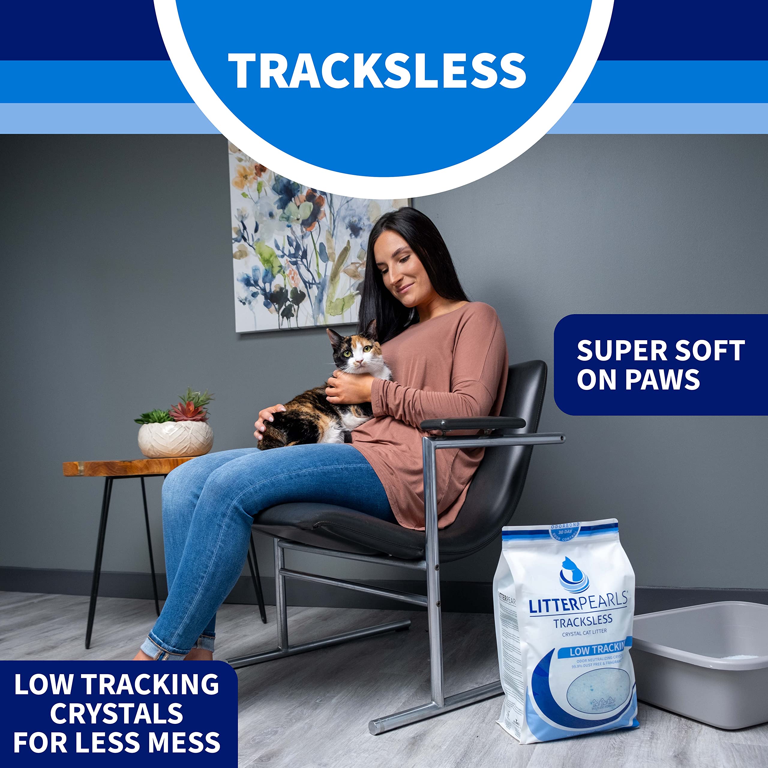 Litter Pearls Tracksless faible poussière: moins de poussière dans l’air et surfaces plus propres.