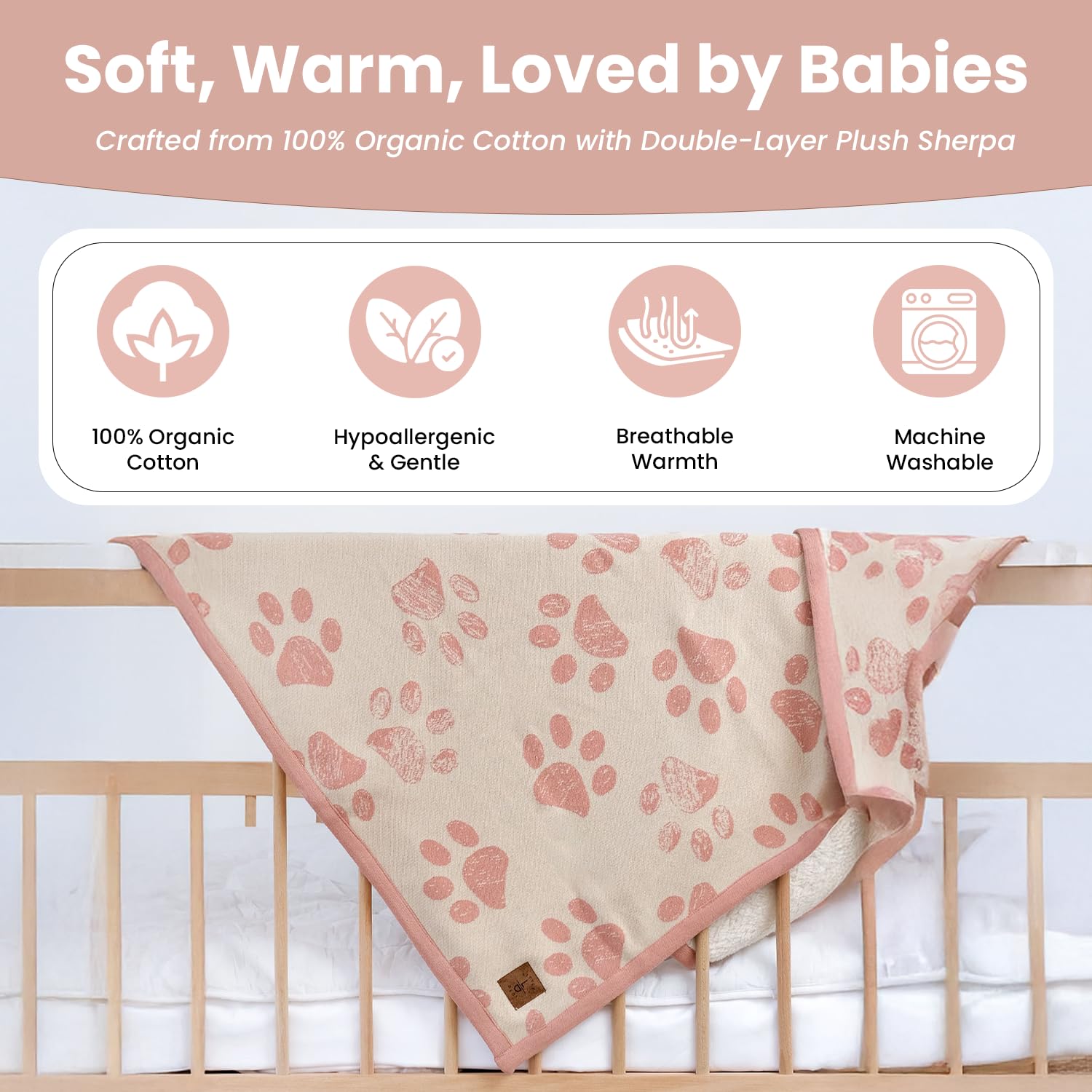 Little Dedi – couverture de poussette en coton et sherpa, pratique en déplacement.