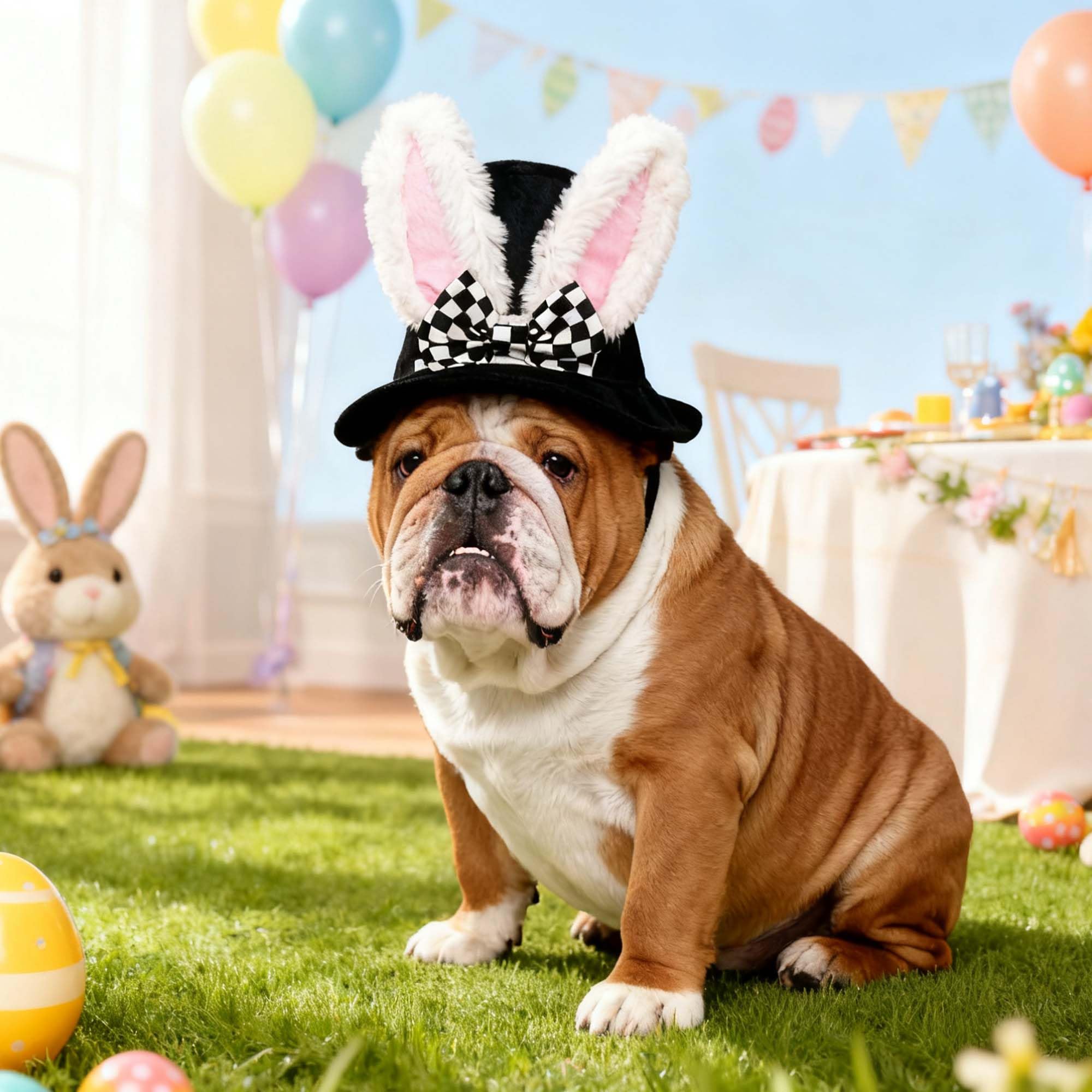 Littledropet cordon menton reglable, chapeau lapin pour chien reste en place pendant le jeu.