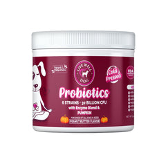 Friandises probiotiques Live Well Dog dans une bouteille, soutien digestif.