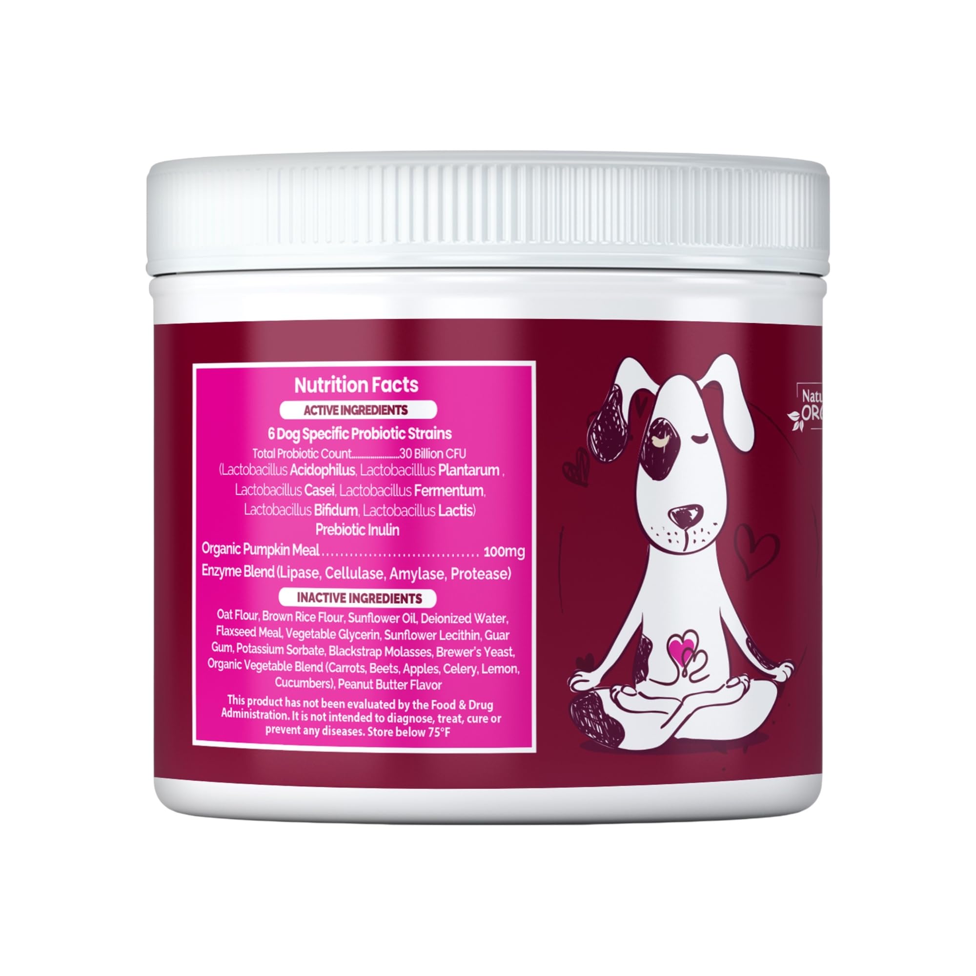 Live Well Dog Probiotic Chews, chien en train de manger, routine digestive facilitée.