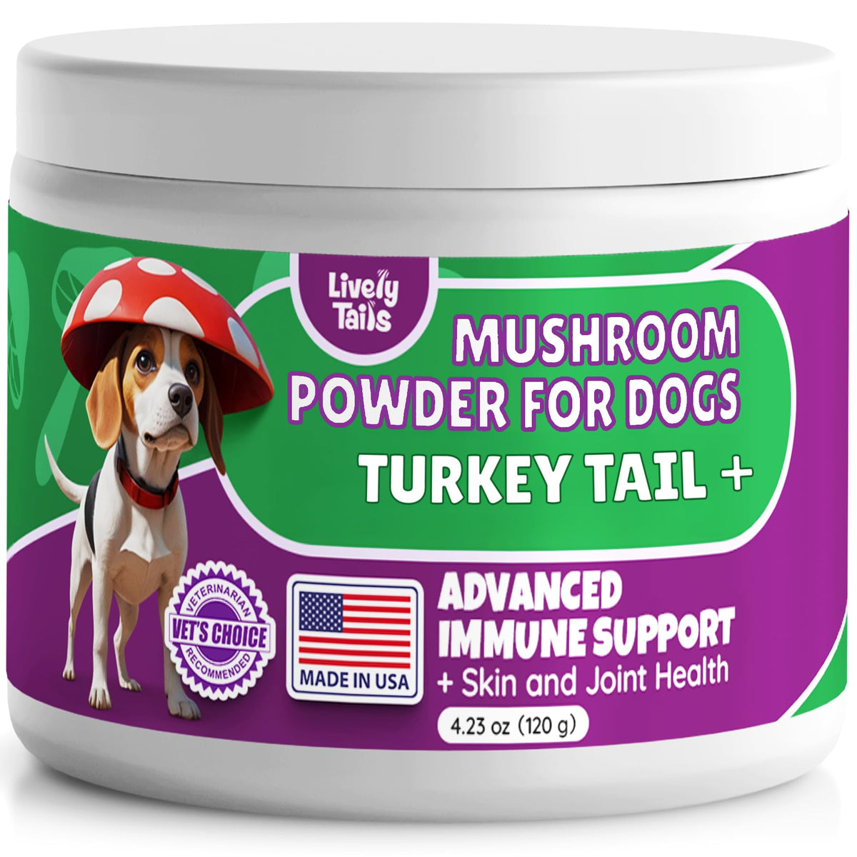 Lively Tails poudre queue-de-dinde bouteille: soutien immunitaire doux pour votre chien.