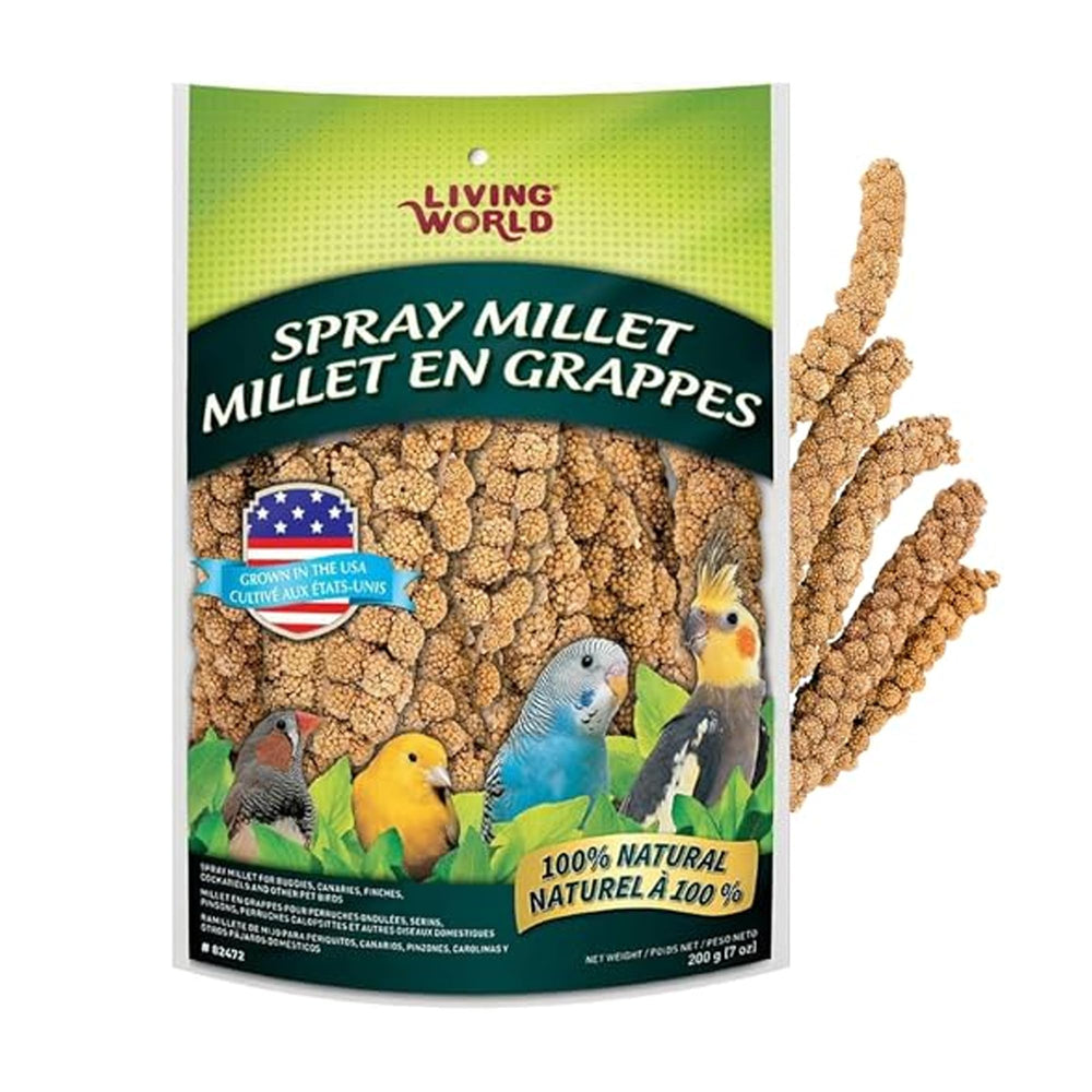 Living World Millet Spray : arôme naturel pour divertir les petits oiseaux en cage.