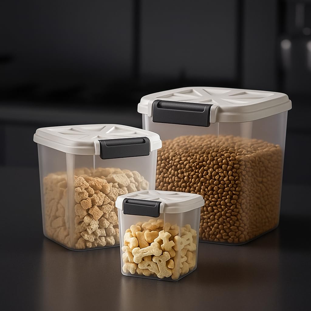 LivLab Mker conteneur-aliments chien 20lb avec 3 compartiments, pratique et polyvalent.