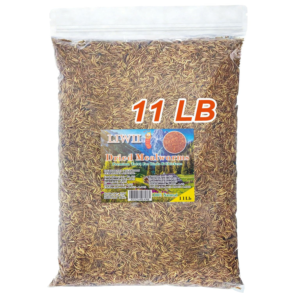 LIWII vers de farine séchés dans emballage 11 lbs, nourriture pratique pour oiseaux.