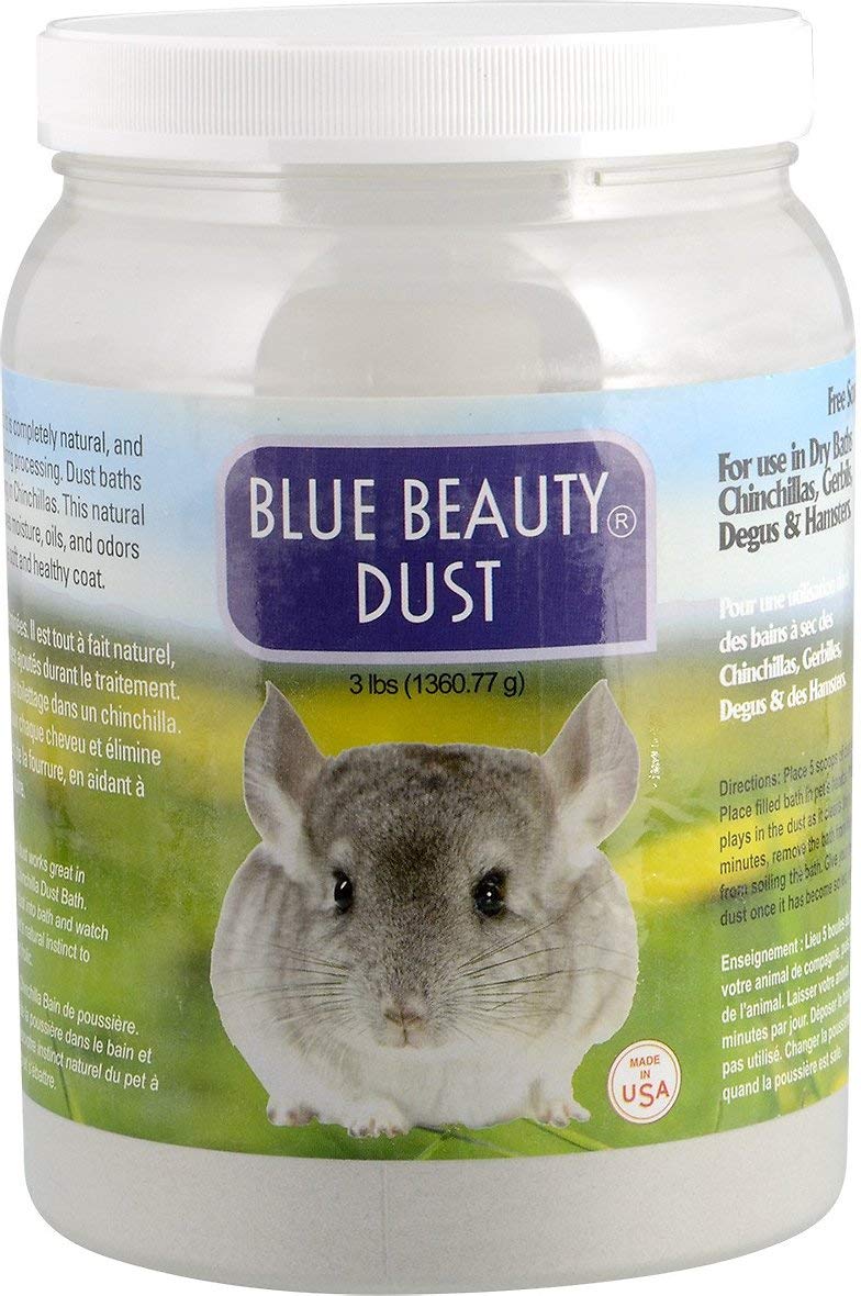 Poudre Lixit Blue Beauty pour chinchilla, pelage doux après le bain sec.