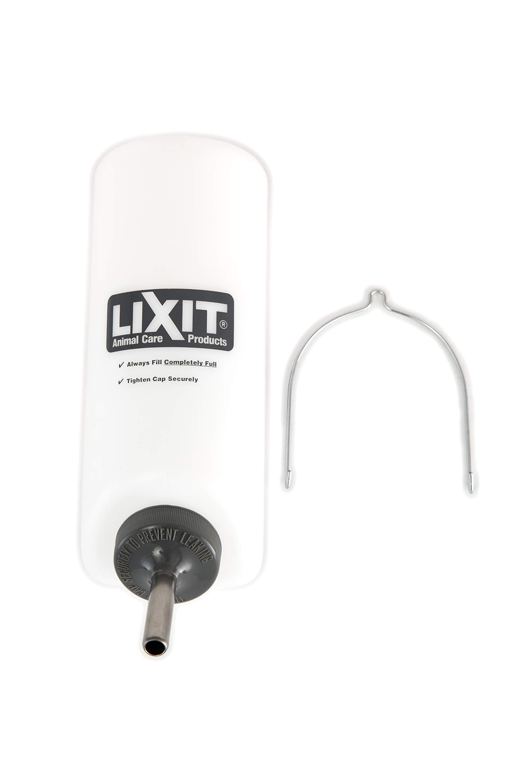 Bouteille Lixit à bouche large pour lapins, facile à nettoyer et à installer.