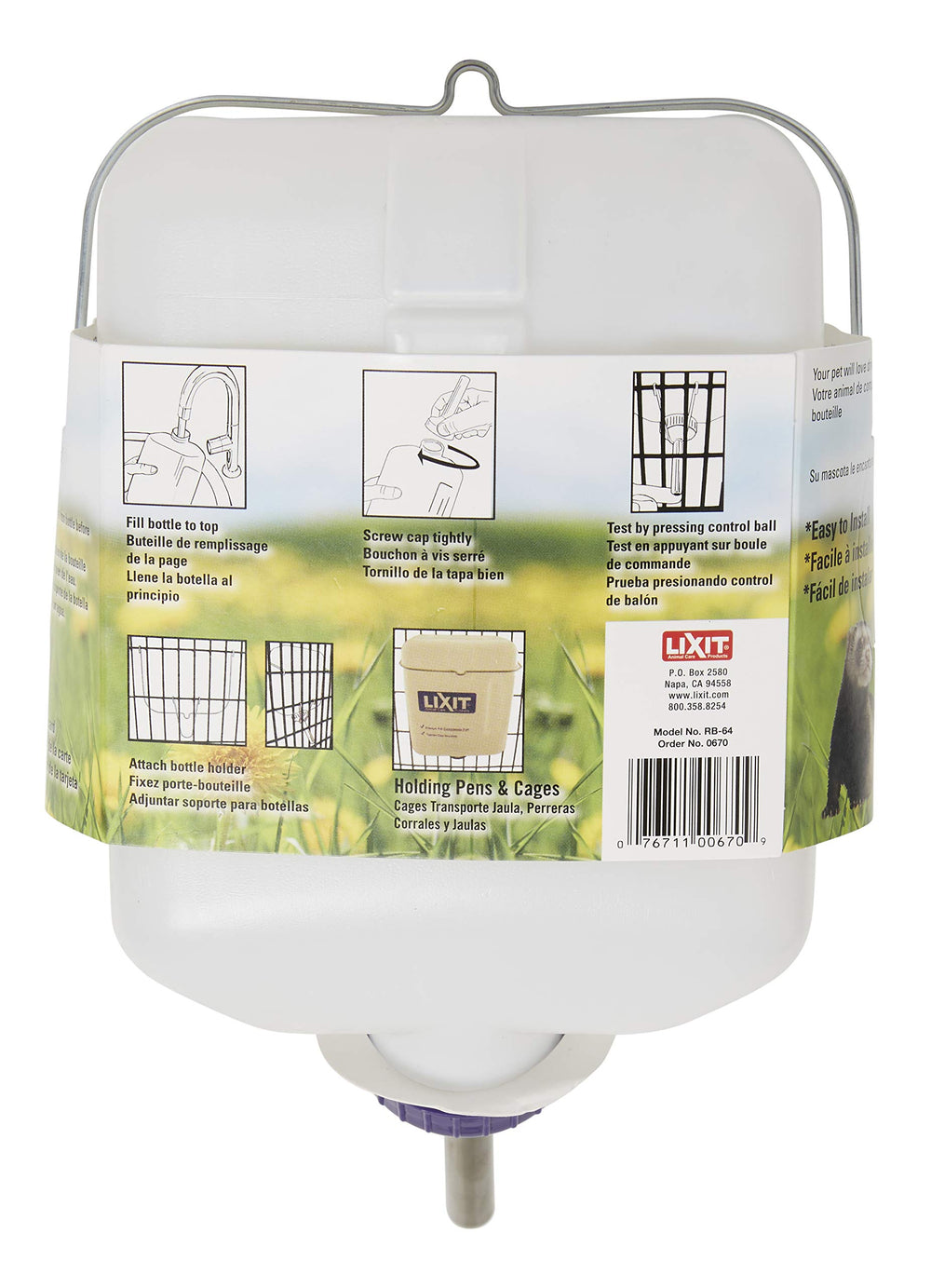 Bouteille Lixit adaptée à l'extérieur, résistante et prête pour l'extérieur.