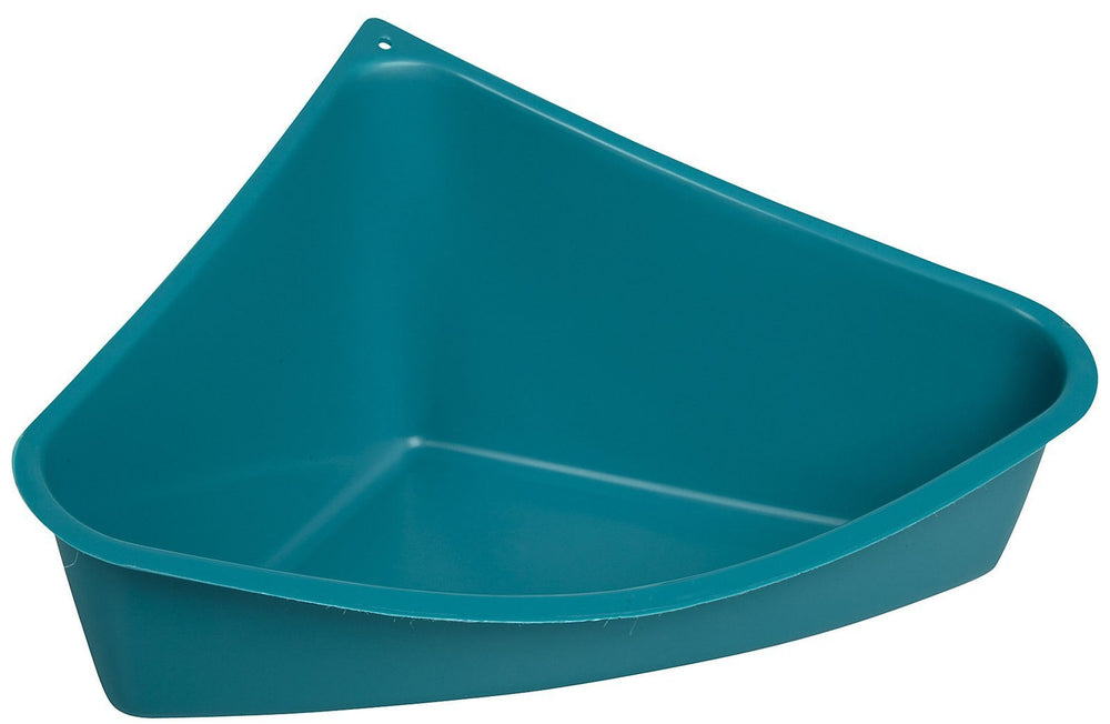 Pan d'angle Lixit bleu pour petits animaux, pratique et facile à nettoyer.