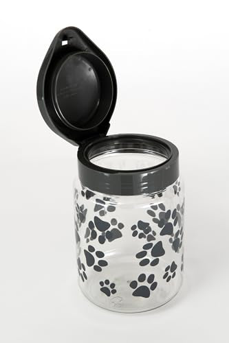 Lixit pot à grande ouverture gris, facile d'accès pour remettre ou retirer les friandises facilement accessibles en main.