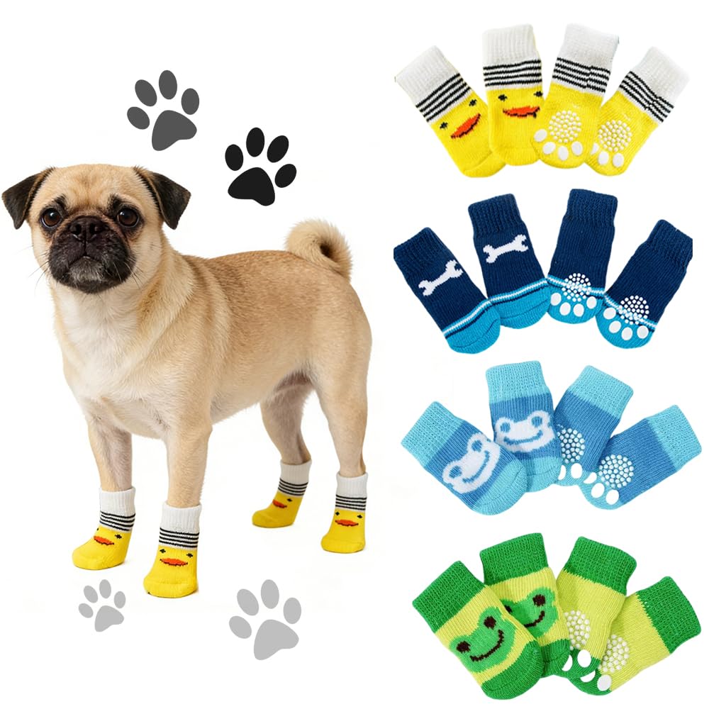 Chaussettes Liyujuping pour chien avec motifs variés et protection des pattes.