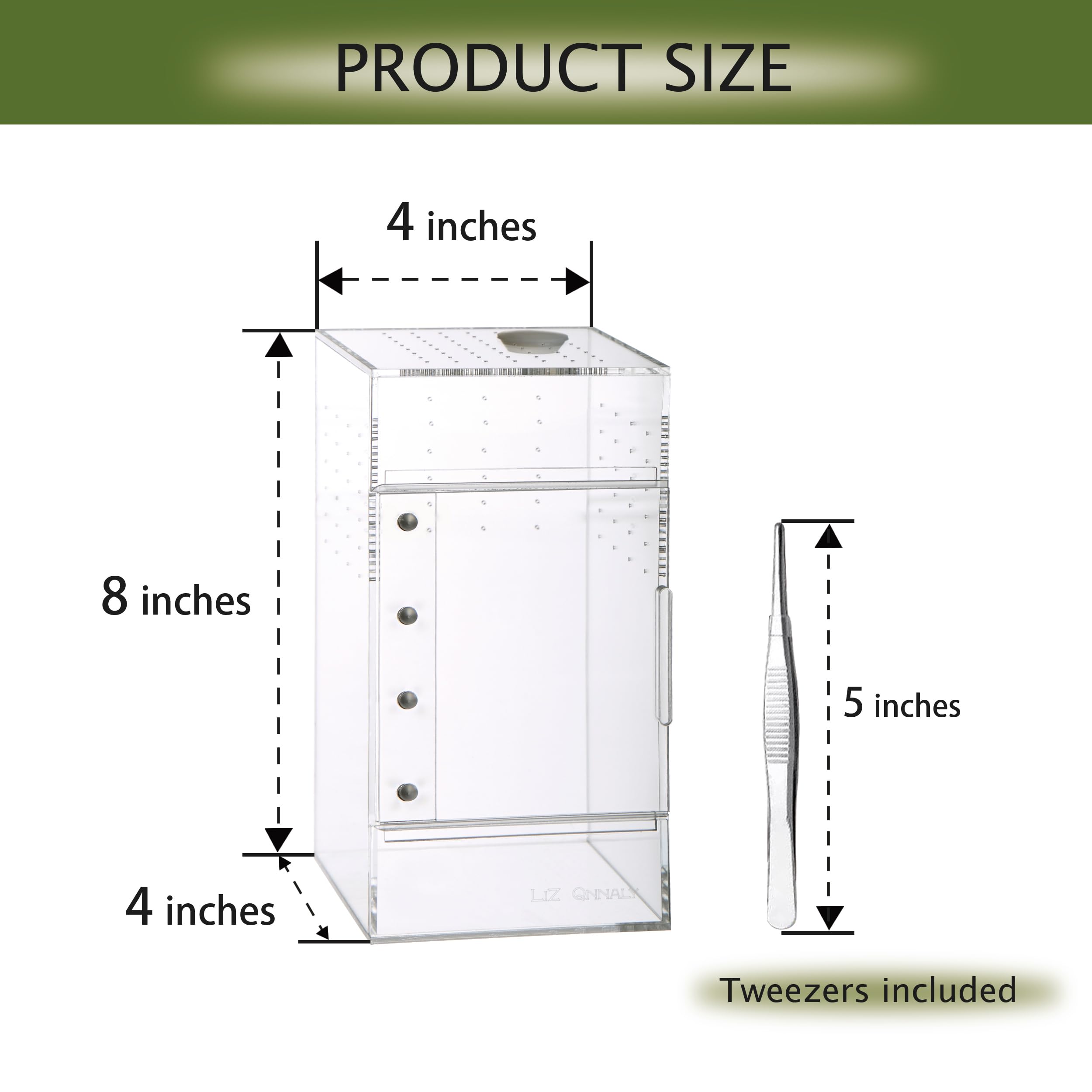 Ventilation et port d'alimentation sur le terrarium LIZ QNNALY pour reptiles et arachnides.