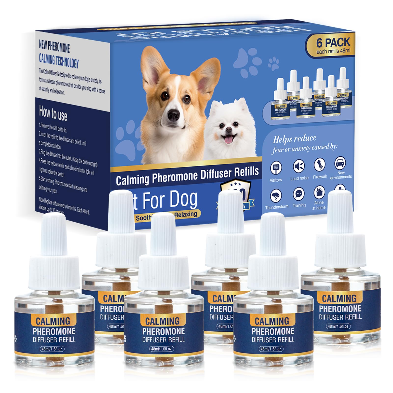 Diffuseur chien LKBHGF avec remplissages 48 ml pour apaiser l'anxiété.