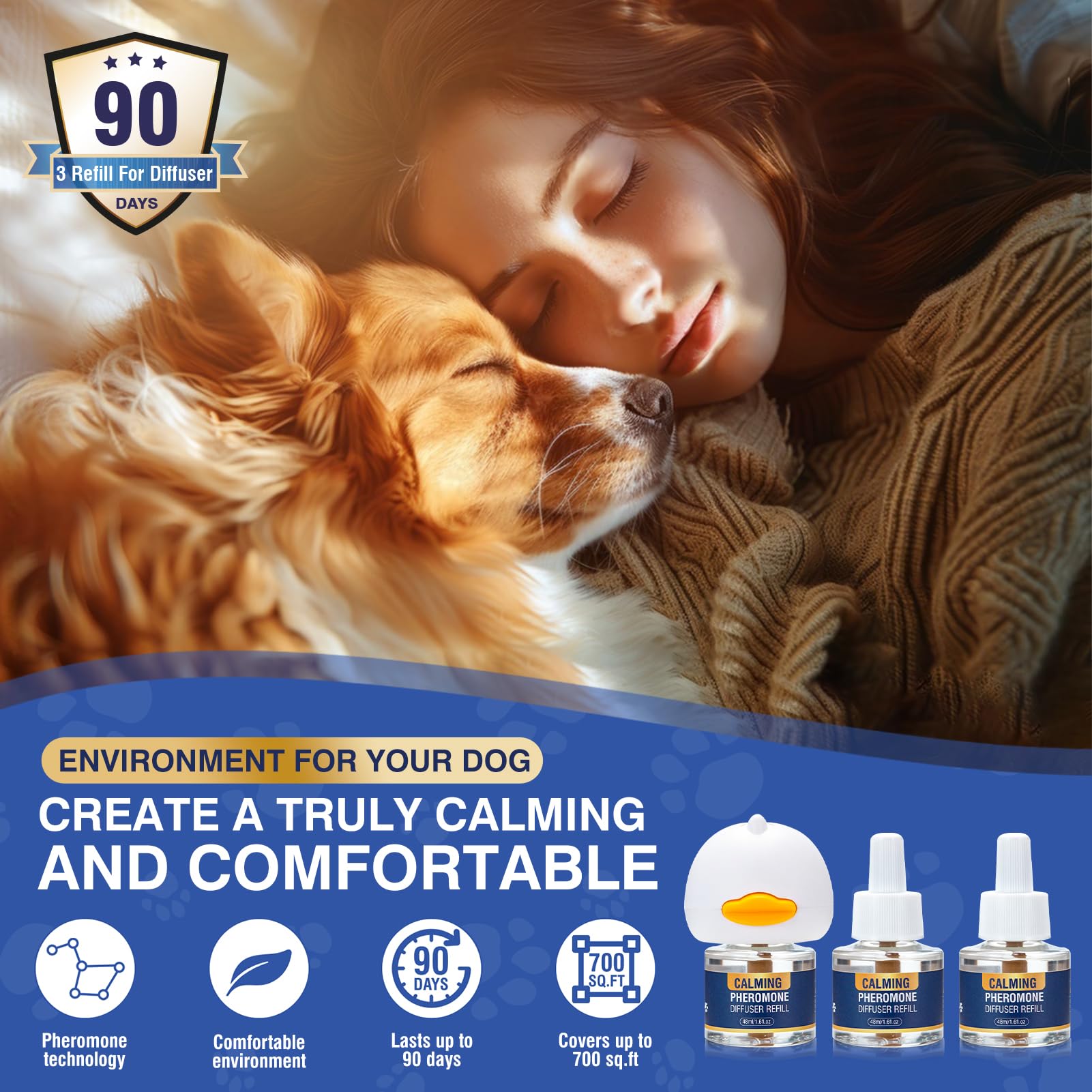 Recharge 48 ml sans odeur pour prolonger le calme chez le chien avec LKBHGF.