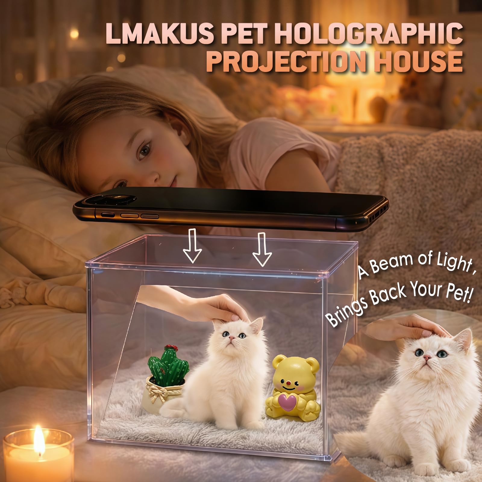 LMAKUS vidéo holographique personnalisée chien chat, portrait vivant pour honorer votre animal.