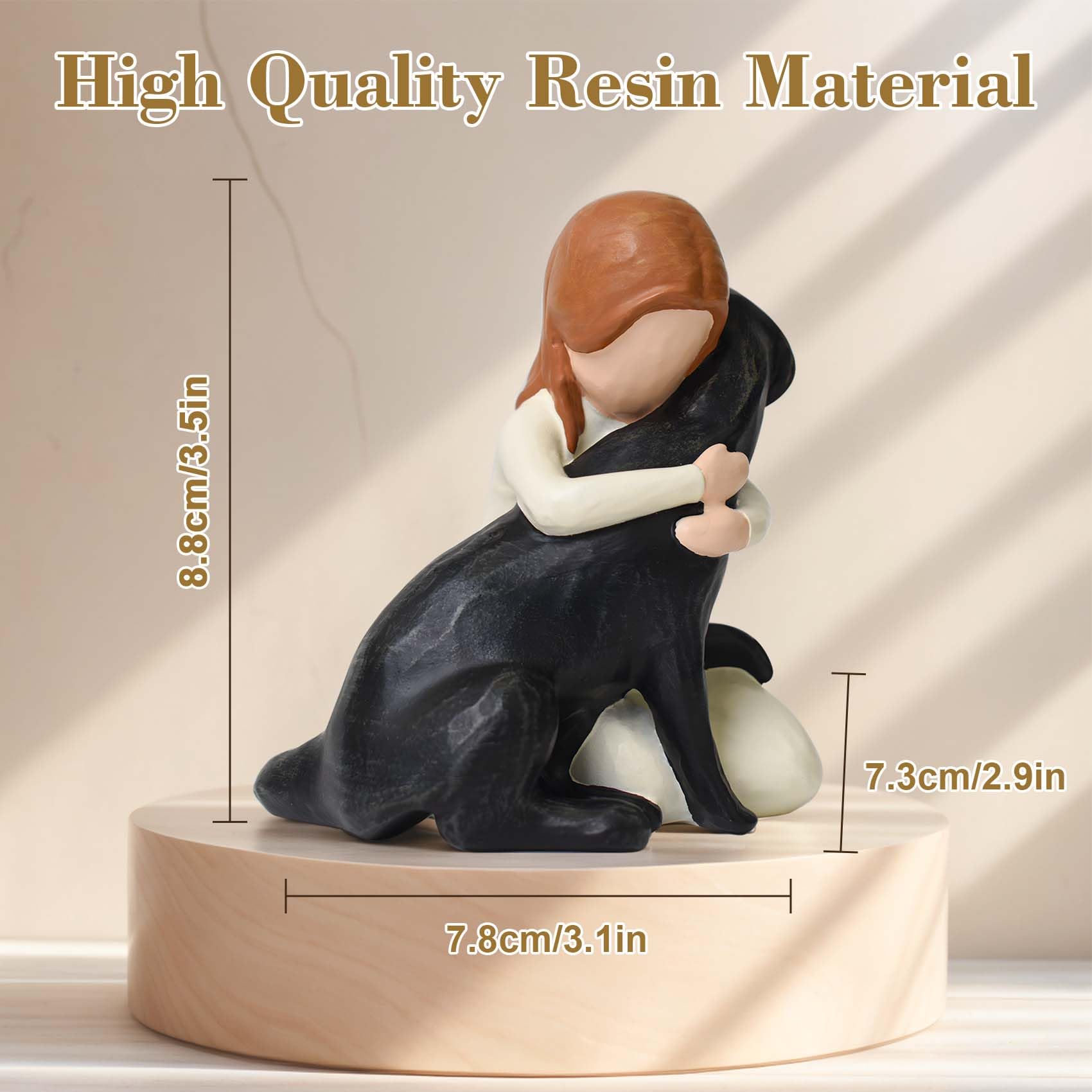 Statue Lnrkai chien noir mémorial, cadeau réconfortant pour propriétaires.