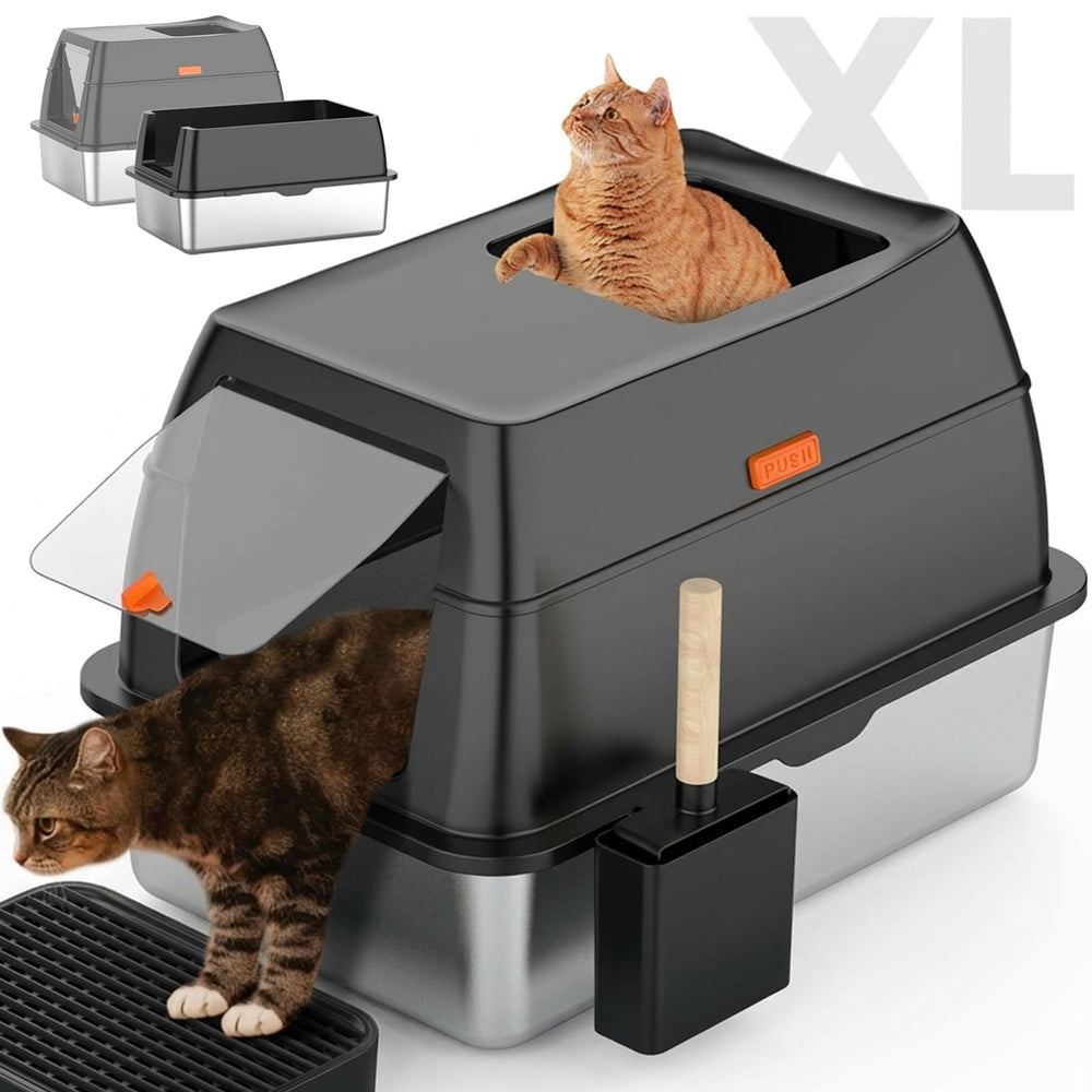 Lobeve Litière inox chat-grand, espace spacieux pour gros félins.
