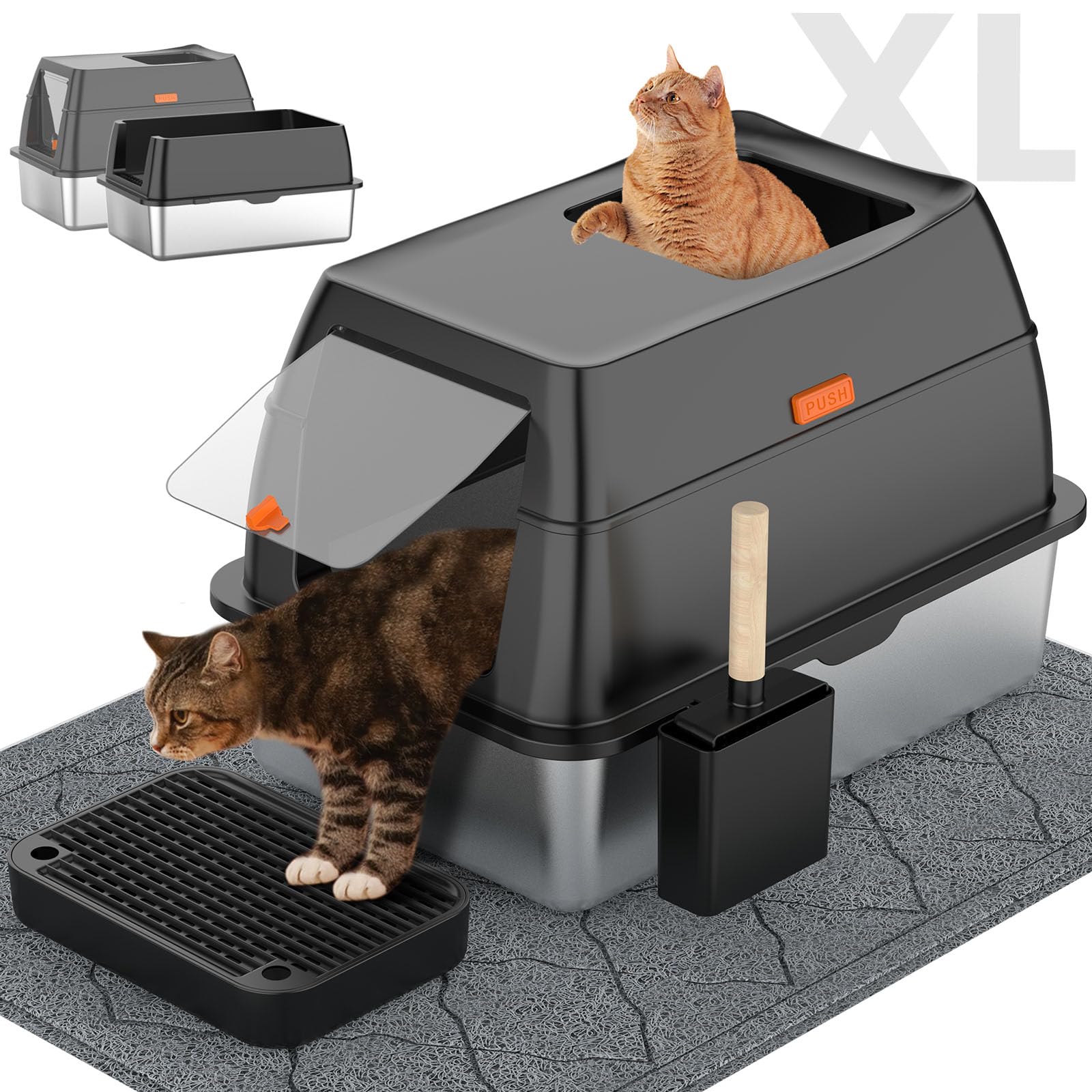 Lobeve Litière inox entree-haut, accès facile pour les chats, design durable.