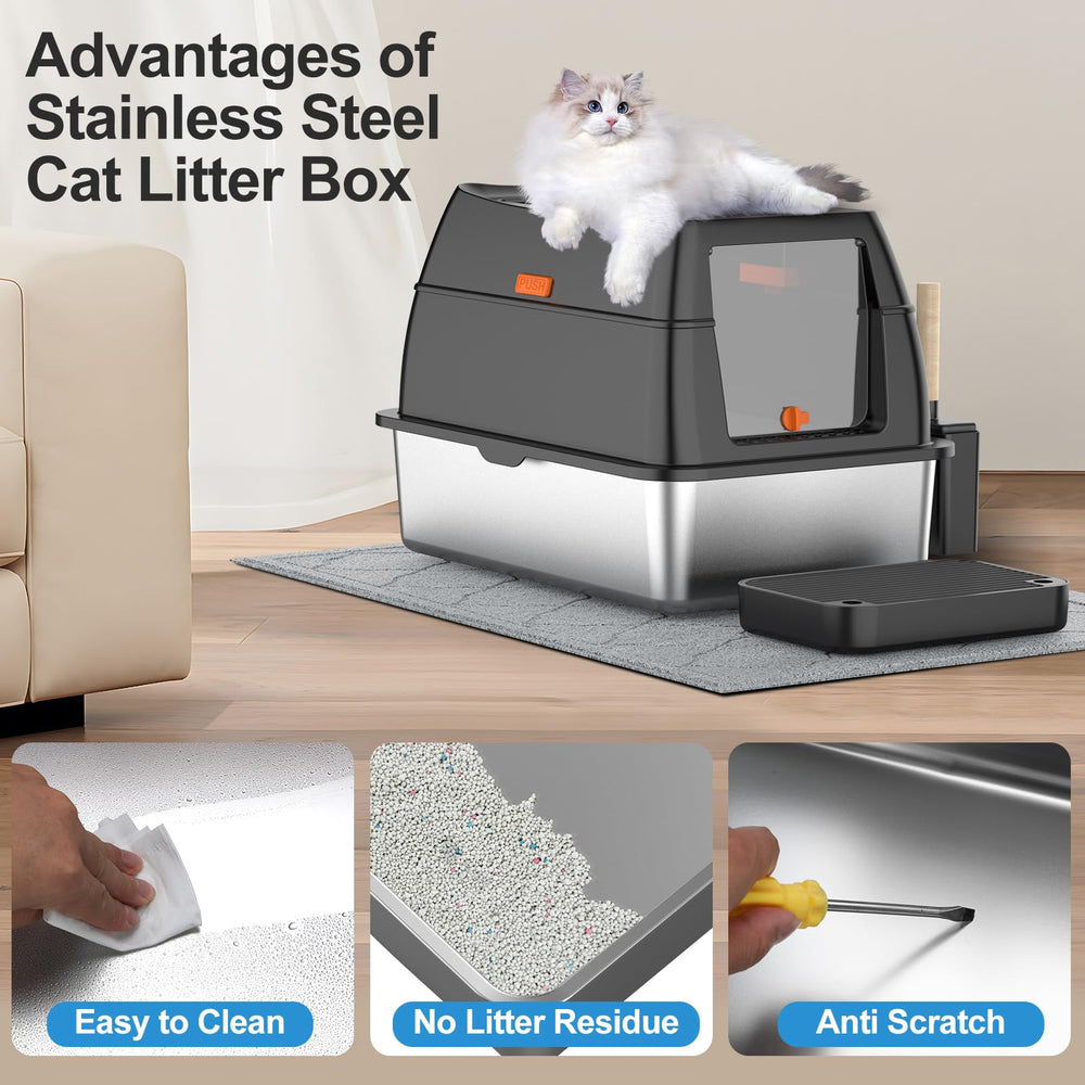 Lobeve Litière inox surface facile nettoyable, nettoyage rapide et hygiène simplifiée.