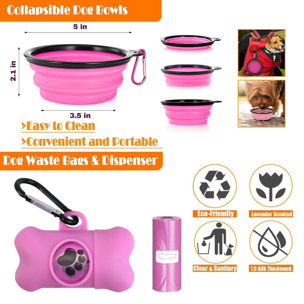 Trousse accessoires LOBEVE pour chien rose, rangement simple.
