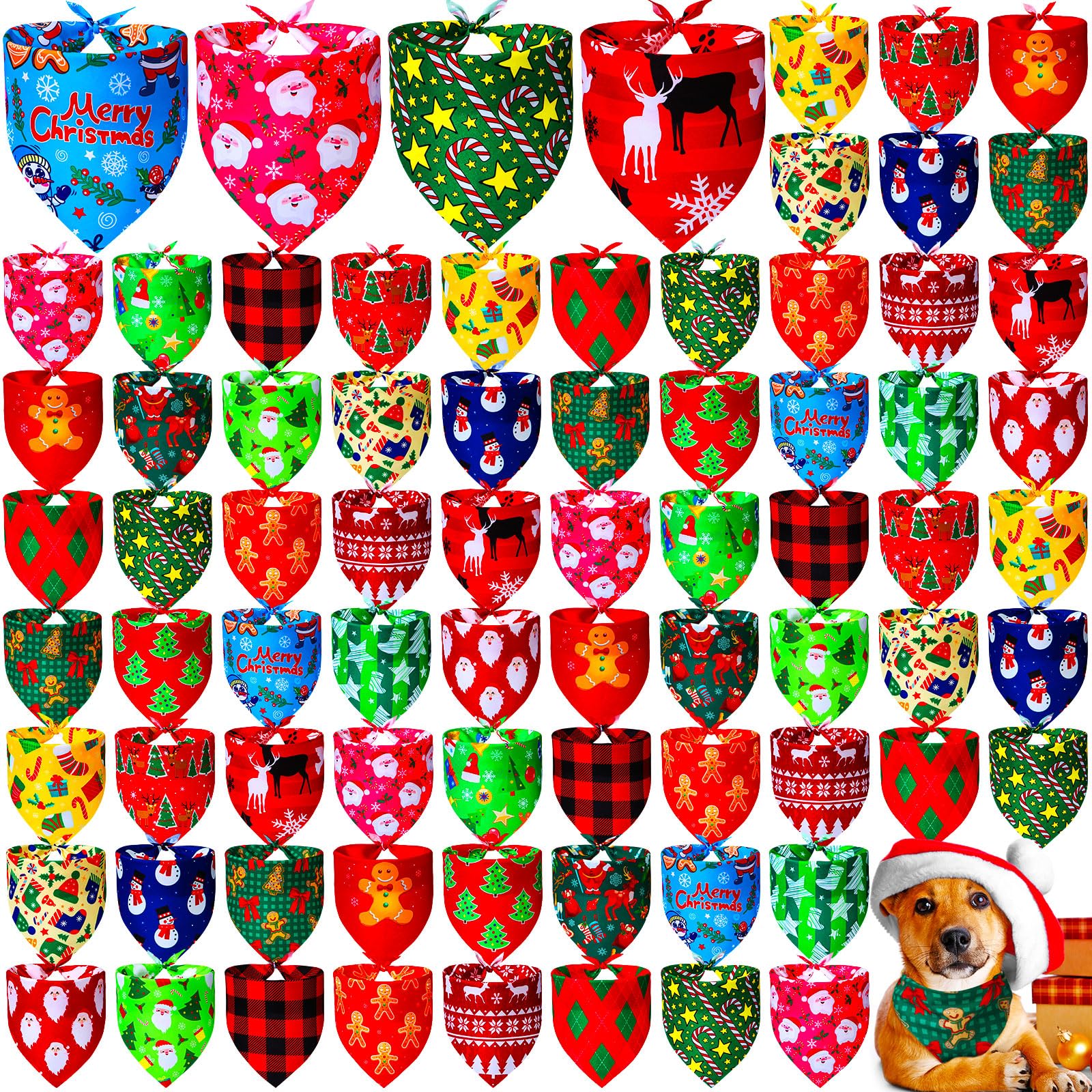 Locmeo bandanas Noël pour chien, motif Père Noël, look festif et confortable.