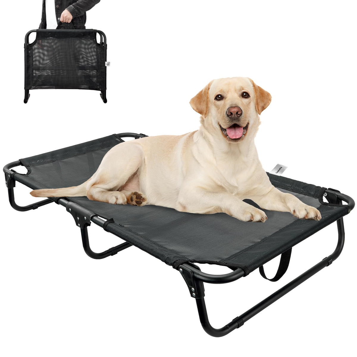 Loebelle lit elevé pour grand chien en extérieur avec cadre en acier robuste